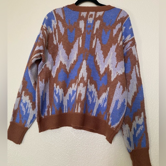 Knox Rose Blue and Brown Patterned Sweater Size M - Picture 3 of 5